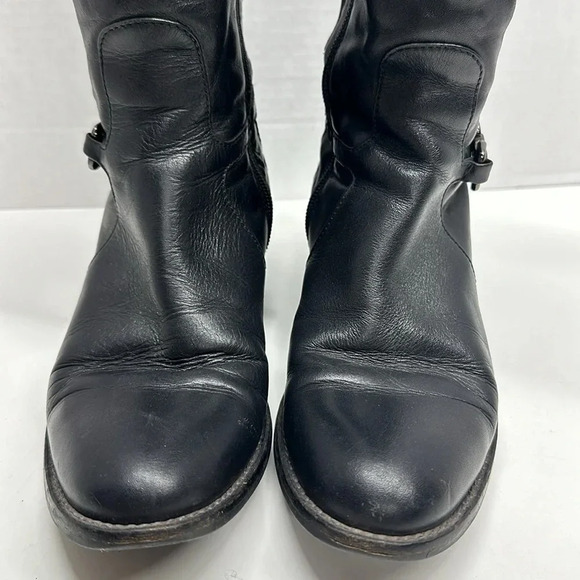 Aquatalia Boots Leather Tall Riding Quilted Horse Bit Side Zip Up Black Size 7 - Picture 6 of 12